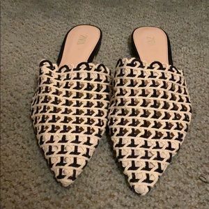 COPY - Zara Woven Flats, Black and White